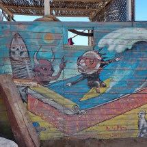 Mural on the beach of Devils Rock